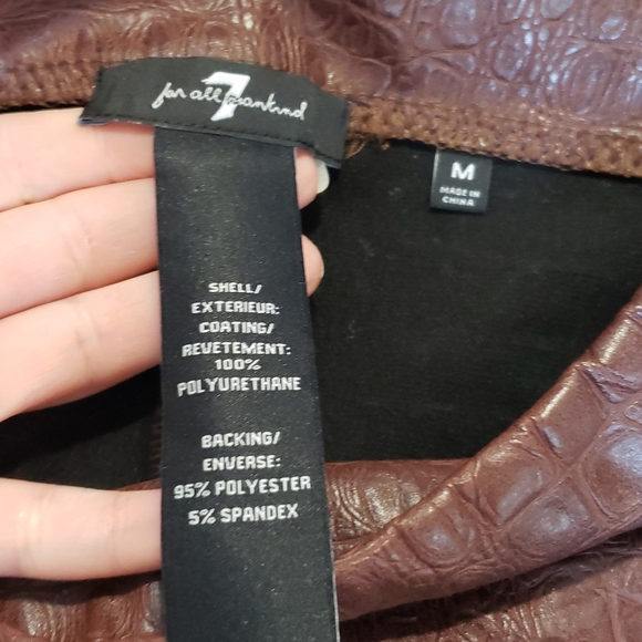 7 For All Mankind Chocolate Brown Faux Leather Leggings - Picture 7 of 8